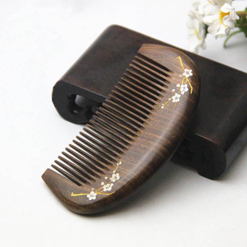 Comb Fine Tooth - Naturalne złoto drzewo sandałowe mały grzebień